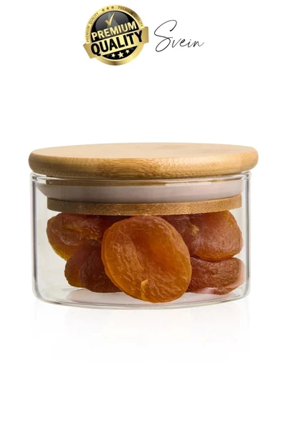 Premium Bambu Kapaklı Hava Geçirmez Sızdırmaz Küçük Cam Kavanoz Şeffaf 200 ml Yulaf Kahve Baharat - 4