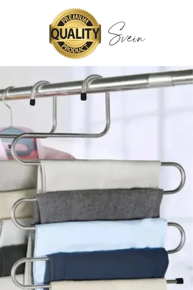 3 Adet Metal Dolap İçi Krom Pantolon Pantolon Akıllı Askılık 5'li Taşır Çoklu Katlı Kırışma Karşıtı - 2