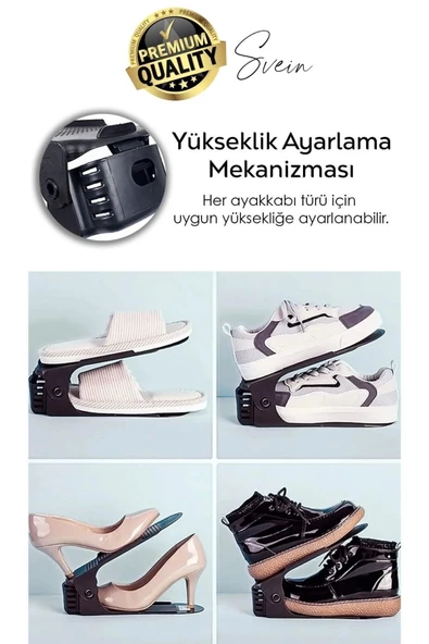 Ayakkabı Rampası İstifleyici Dolap İçi Depolama Organizer Koruyucu Katlı Düzenleyici Ayarlanabilir - 2