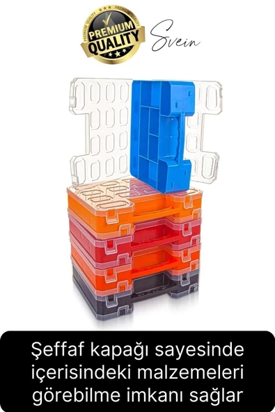 Premium Çift Taraflı Vida Çivi Balıkçı Malzeme Organizer Çanta 22 Gözlü Bölmeli Şeffaf Kilitli Kapak - 4