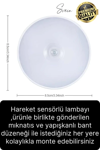 Premium Hareket Sensörlü Mini USB Şarjlı Led Işık Gece Lambası Koridor Bahçe Garaj Dolap Aydınlatma - 5