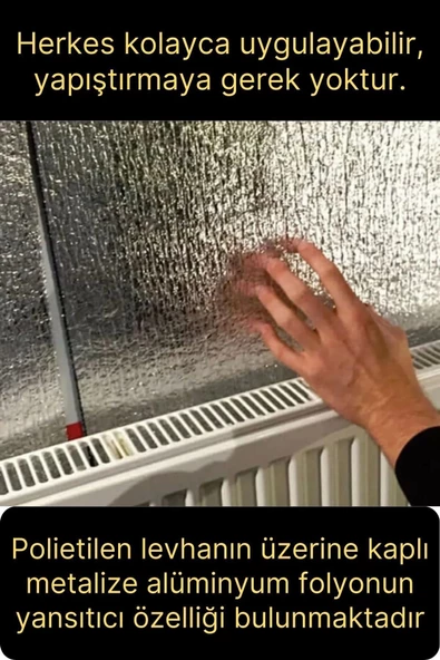 1 Adet Petek Arkası 1 Cm Isı Yalıtım Levhası Radyatör İzolasyon Kalorifer Ev Ofis Tasarruf Arkalığı - 2