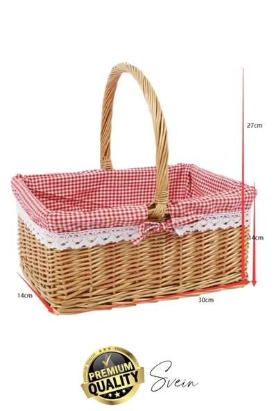 Premium Kamp Piknik Sepeti Yıkanabilir Astar Rattan Yiyecek Rustik Hasır Dokuma Dekoratif Outdoor - 2