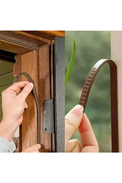 4 Metre Kahve Pvc Doğrama Kapı Pencere Soğuk Geçirmez Sızdırmaz İzolasyon Fitil Yapışkanlı 2x2=4 mt - 5