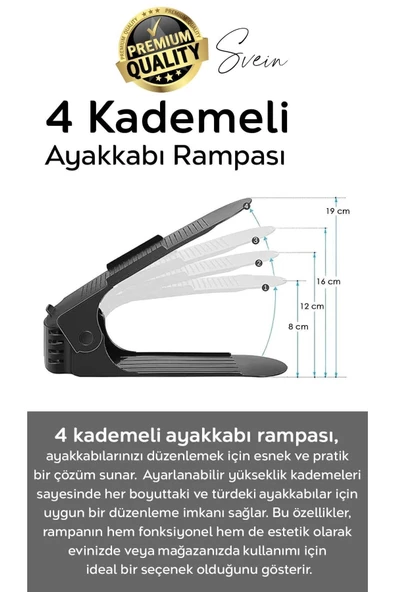 Ayakkabı Rampası İstifleyici Dolap İçi Depolama Organizer Koruyucu Katlı Düzenleyici Ayarlanabilir - 7