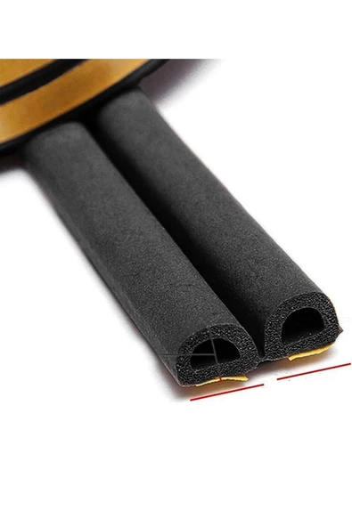 2 Metre Siyah Pvc Doğrama Kapı Pencere Soğuk Geçirmez Sızdırmaz İzolasyon Fitil Yapışkanlı 1x2=2 mt - 3