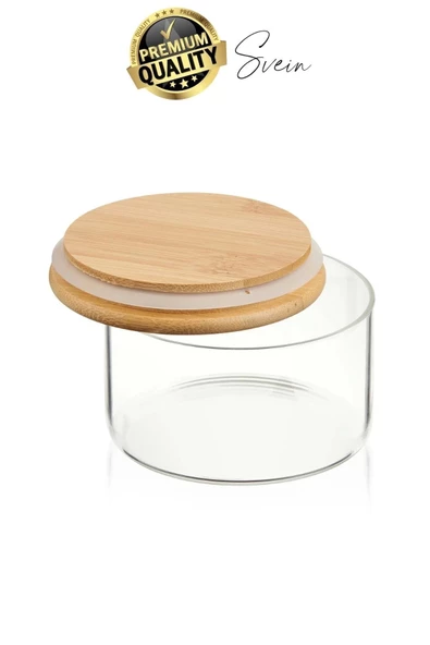 Premium Bambu Kapaklı Hava Geçirmez Sızdırmaz Küçük Cam Kavanoz Şeffaf 200 ml Yulaf Kahve Baharat - 2
