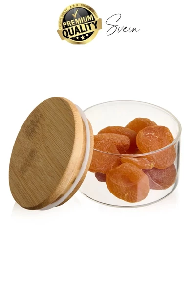 Premium Bambu Kapaklı Hava Geçirmez Sızdırmaz Küçük Cam Kavanoz Şeffaf 200 ml Yulaf Kahve Baharat - 3