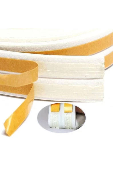 4 Metre Beyaz Pvc Doğrama Kapı Pencere Soğuk Geçirmez Sızdırmaz İzolasyon Fitil Yapışkanlı 2x2=4 mt - 6