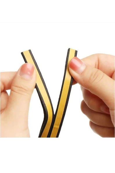 4 Metre Siyah Pvc Doğrama Kapı Pencere Soğuk Geçirmez Sızdırmaz İzolasyon Fitil Yapışkanlı 2x2=4 mt - 5