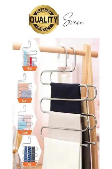 1 Adet Metal Dolap İçi Krom Pantolon Pantolon Akıllı Askılık 5'li Taşır Çoklu Katlı Kırışma Karşıtı - 2