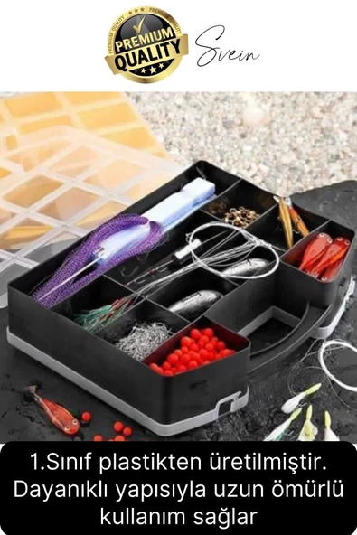 Premium Çift Taraflı Vida Çivi Balıkçı Malzeme Organizer Çanta 22 Gözlü Bölmeli Şeffaf Kilitli Kapak - 3