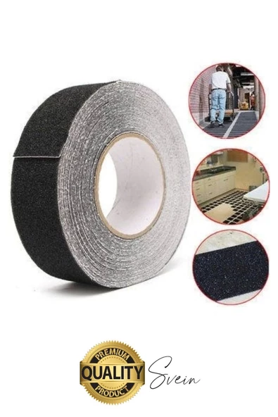 Premium 2 Adet 25mm x 15mt Siyah Kaydırmaz Bant Yapışkanlı Merdiven Basamak Zemin Güçlü Tutunabilen - 6