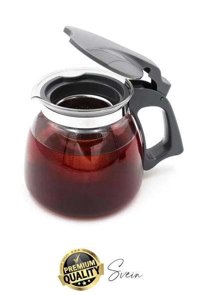 Premium Borosilikat Cam Demlik Isı Dayanıklı Şeffaf Süzgeçli Gevşek Yaprak Çay Makinesi Kapaklı - 7