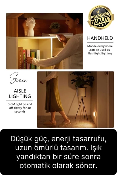 Premium Hareket Sensörlü Mini USB Şarjlı Led Işık Gece Lambası Koridor Bahçe Garaj Dolap Aydınlatma - 4