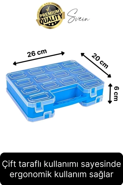 Premium Çift Taraflı Vida Çivi Balıkçı Malzeme Organizer Çanta 22 Gözlü Bölmeli Şeffaf Kilitli Kapak - 2