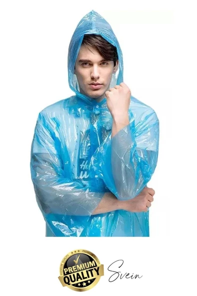 10'lu Taşınabilir Kadın Erkek Unisex Yağmurluk Su Geçirmez Kullanımlık Kamp Yürüyüş Kapşonlu - 6