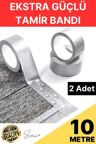 2 Adet 10 Mt Gri Lifli Tamir Takviye Onarım Bandı Su Geçirmez Sızdırmaz Kuvvetli Dayanıklı Çatlak