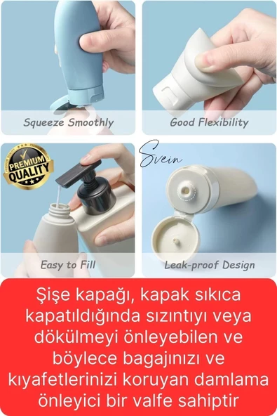 3 Adet Seyahat Şişesi Seti Krem Şampuan Saç Kremi Doldurulabilir Patlamaz Sızdırmaz Taşınabilir - 4