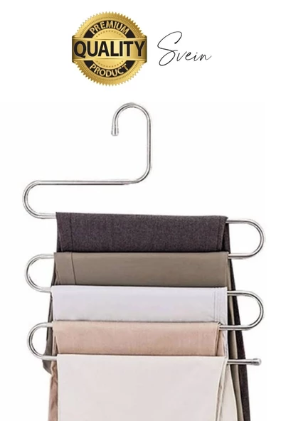 2 Adet Metal Dolap İçi Krom Pantolon Pantolon Akıllı Askılık 5'li Taşır Çoklu Katlı Kırışma Karşıtı - 4