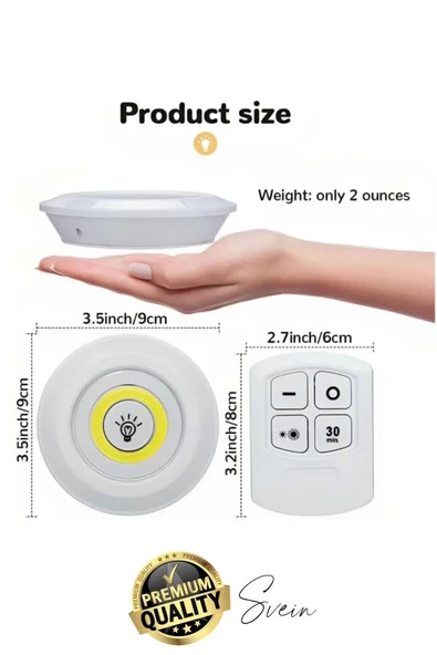 Kablosuz Uzaktan Kumandalı Beyaz 3lü Led Okuma Işık Gece Lambası Mutfak Dolap Koridor Pilli Dolapiçi - 7