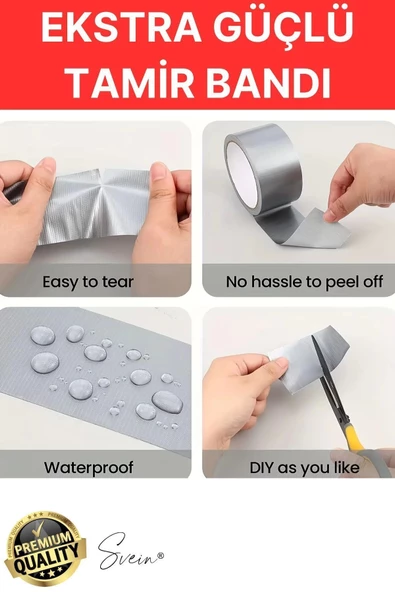 50 Adet 10 Mt Gri Lifli Tamir Takviye Onarım Bandı Su Geçirmez Sızdırmaz Kuvvetli Dayanıklı Çatlak - Resim 7