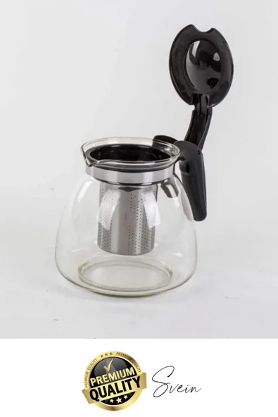 Premium Borosilikat Cam Demlik Isı Dayanıklı Şeffaf Süzgeçli Gevşek Yaprak Çay Makinesi Kapaklı - 2