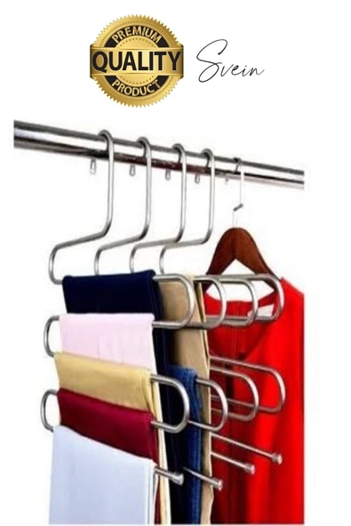 1 Adet Metal Dolap İçi Krom Pantolon Pantolon Akıllı Askılık 5'li Taşır Çoklu Katlı Kırışma Karşıtı - 4