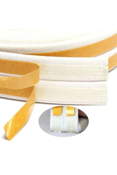 6 Metre Beyaz Pvc Doğrama Kapı Pencere Soğuk Geçirmez Sızdırmaz İzolasyon Fitil Yapışkanlı 3x2=6 mt - 6
