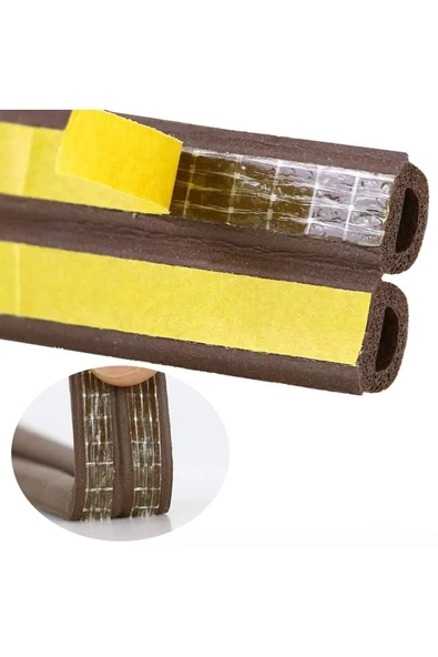 6 Metre Kahve Pvc Doğrama Kapı Pencere Soğuk Geçirmez Sızdırmaz İzolasyon Fitil Yapışkanlı 3x2=6 mt - 2