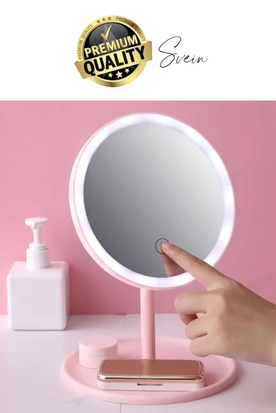Dokunmatik Katlanabilir Taşınabilir Kablosuz LED Işıklı Makyaj Aynası 360° Döner USB Şarj Edilebilir - 2