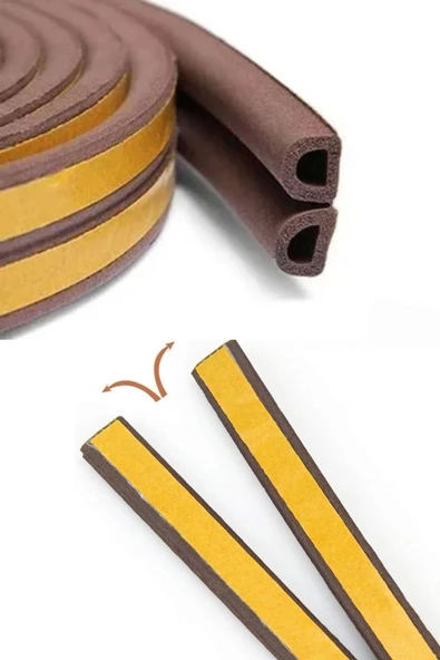 2 Metre Kahve Pvc Doğrama Kapı Pencere Soğuk Geçirmez Sızdırmaz İzolasyon Fitil Yapışkanlı 1x2=2 mt - 3