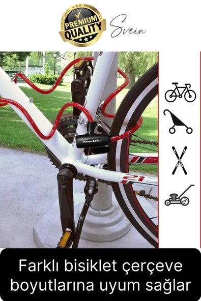 Premium Anahtarlı Çelik Halatlı Dayanıklı Bisiklet Motosiklet Scooter Kilidi 150 cm Güvenli Pratik - 2
