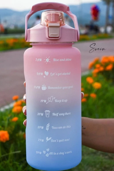 Premium 2 Lt Pipetli Kilitli Sızdırmaz Kapaklı Kamp Sağlıklı Motivasyon Suluk Matara Spor Su Şişesi - Resim 7