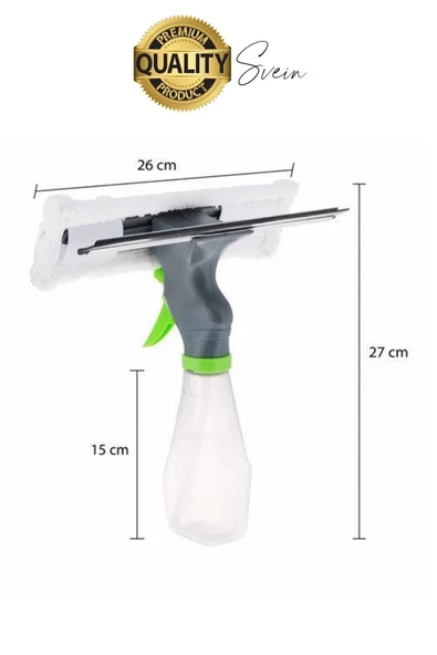 Pratik Hazneli Spreyli Pencere Cam Yüzey Temizleyici Şişesi ve Mikrofiber Bezi Silecekli Fırça - 3