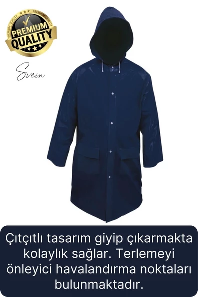 Premium Laci Xxl 150 gr Kapüşonlu Cepli Yağmurluk Su Rüzgar Soğuk Geçirmez Unisex Çıtçıtlı Pardösü - 3