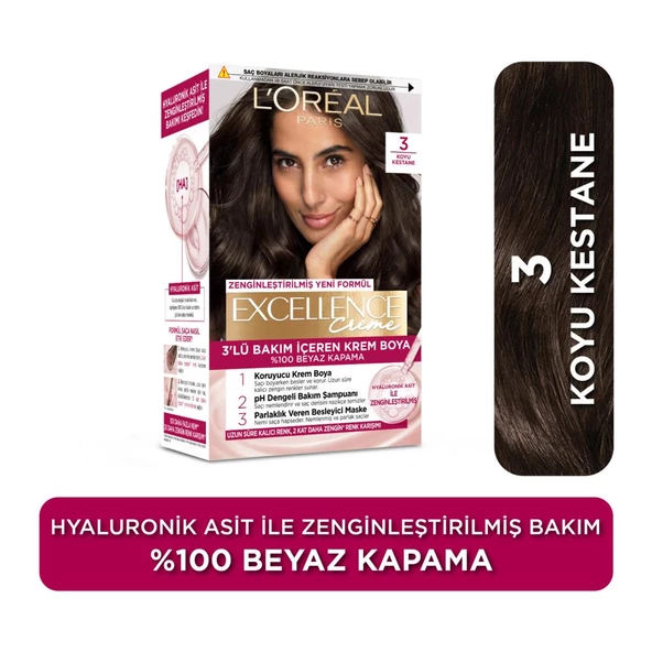 L’Oréal Paris Excellence Creme 3 Koyu Kestane Saç Boyası