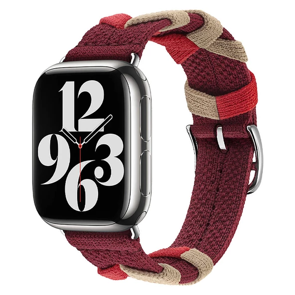 Apple Watch 42mm  KRD-97 Sarmal Örgü Tasarımlı Kordon