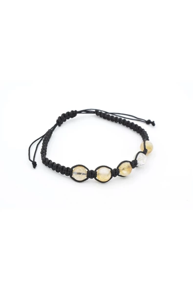 Hakiki Makrome Model Doğal Sitrin Taşı Bileklik 002 - 3