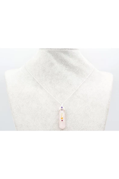 Hakiki Doğal Çakra Taşlı Pembe Kuvars Kolye Ucu - 3