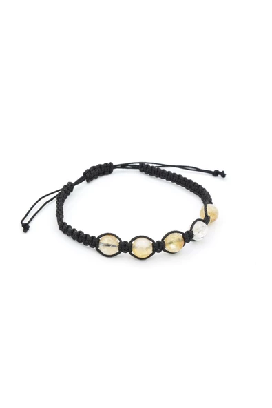 Hakiki Makrome Model Doğal Sitrin Taşı Bileklik 002