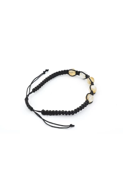 Hakiki Makrome Model Doğal Sitrin Taşı Bileklik 002 - 2