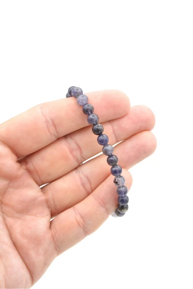 Hakiki Doğal İyolit Taşı Bileklik 7 Mm - 4