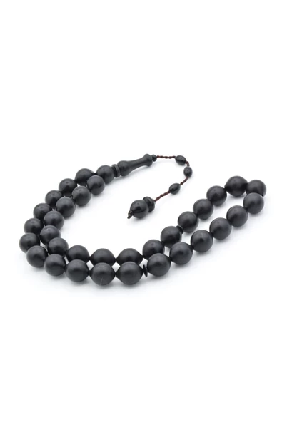 Sistemli Sığırcık Kesim İri Boy Siyah Fiber Tesbih - 3