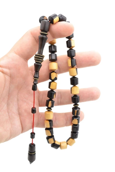 Sistemli Fıçı Kesim İmamesi Halkalı İri Boy Benekli Abanoz Ağacı Tesbih - Resim 4