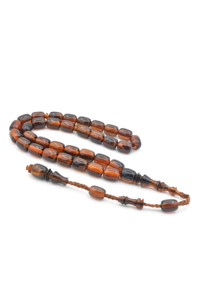 Hakkı Usta Yapımı Sistemli Kapsül Kesim Koyu Turuncu Katalin Tesbih ürün görseli 1