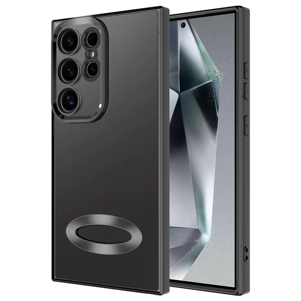 Galaxy S24 Ultra Kılıf Kamera Korumalı Logo Gösteren  Omega Kapak
