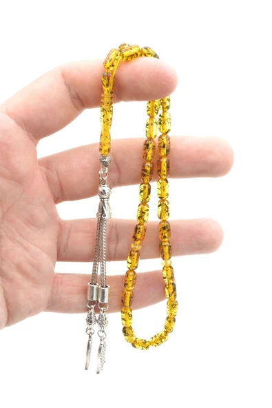 Kapsül Kesim Günlük Boy Fosilli Toz Pres Kehribar Tesbih - Resim 4