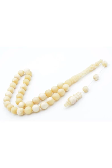 Sistemli Oyma İmameli Küre Kesim Balina Kemiği Tesbih - Resim 2