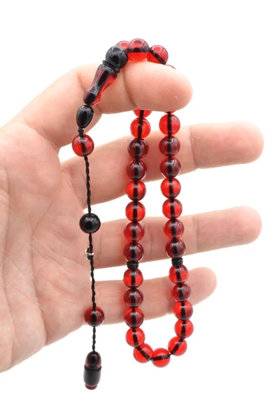 Şükrü Baba İmzalı Küre Kesim Kırmızı Sıkma Kehribar Tesbih - 3